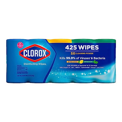 Clorox Disinfecting Wipes Variety Pack - 5X Cleaning Power, Kills 99.9% of Bacteria - 5 Pack, 425 Count Total