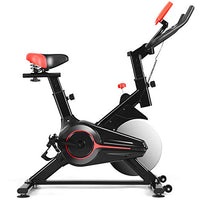 GYMAX Indoor Cycling Bike, Stationary Exercise Bike with LCD Monitor, Heart Pulse Sensor & Comfortable Seat Cushion for Home Workout Black+Red