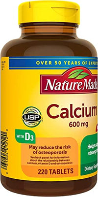 Nature Made Calcium 600 mg with Vitamin D3, Dietary Supplement for Bone Support, 220 Tablets+Better Guide Vitamins Supplements