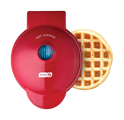 DASH Mini Maker for Individual Waffles, Hash Browns, Keto Chaffles with Easy to Clean, Non-Stick Surfaces, 4 Inch, Red