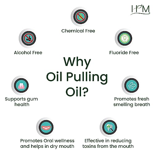 Oil Pulling with Rosemary & Peppermint Essential Oils for Oral Health, Healthy Teeth and Gums, Alcohol Free Mouthwash, Teeth Whitening, Helps with Bad Breath and Freshens Mouth