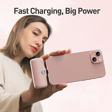 iWALK Portable Charger 4800mAh Power Bank PD Fast Charging Small Docking Battery with LED Display Compatible with iPhone 14/14 Pro Max/13/13 Pro Max/12/12 Pro/11/X/8/7/6,Pink