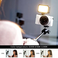 MAXCAM Bi-Color LED Video Light on Camera Accessories Kit Bundle Includes LED Fill Light + Phone Clip + Tripod, Lighting Duration 2 Hours, Dimmable 3200K-6700K and Brightness 1080 lumens
