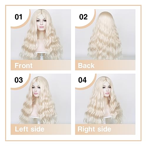 Aicos 27inches Blonde Sarah Cosplay Curly Wig For Woman Girl Synthetic Wigs for Daily Use Halloween Party Anime Costume