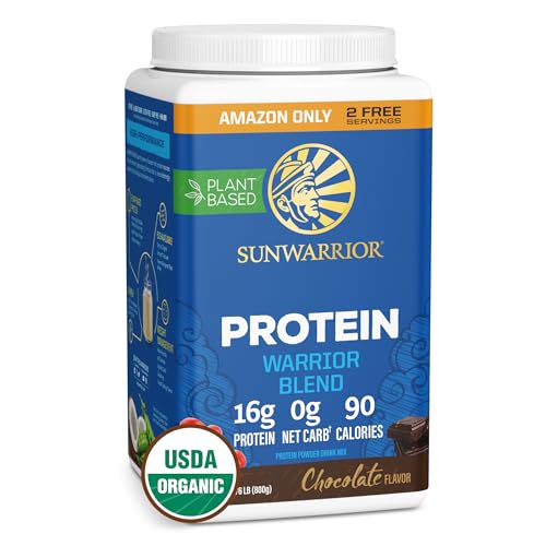 Sunwarrior Vegan Organic Protein Powder Plant-Based | BCAA Amino Acids Hemp Seed Soy Free Dairy Free Gluten Free Synthetic Free Non-GMO | Chocolate 32 Servings | Warrior Blend