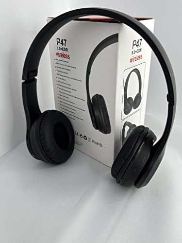 Black P47 Wireless Headphones Headset with Hands Free, Microphone