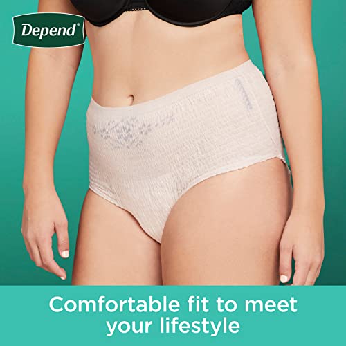 Depend Fresh Protection Adult Incontinence Underwear for Women (Formerly Depend Fit-Flex), Disposable, Maximum, Medium, Blush, 76 Count (2 Packs of 38), Packaging May Vary