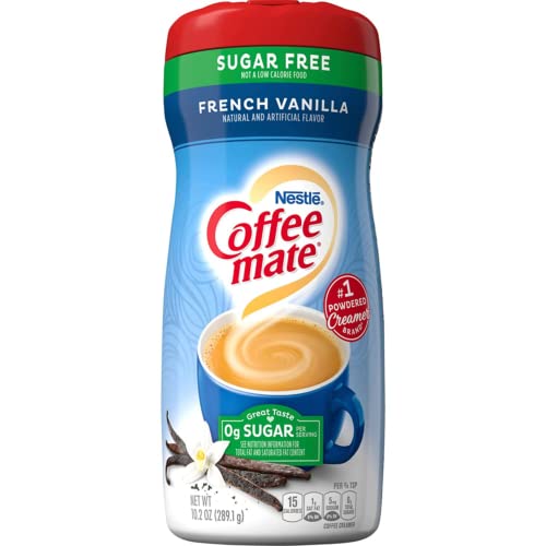 Coffee mate Sugar-Free Powdered Creamer 3 Flavor Variety, French Vanilla, Hazelnut, Chocolate Crème, with Neptune's Delight Stainless Steel Stirrer