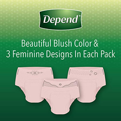 Depend FIT-FLEX Incontinence Underwear For Women, Disposable, Maximum Absorbency, Medium, Blush, 56 Count (2 Packs of 28) (Packaging May Vary)