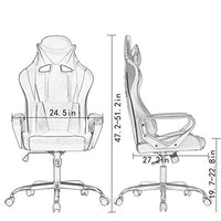 BestOffice High-Back Gaming Chair PC Office Chair Computer Racing Chair PU Desk Task Chair Ergonomic Executive Swivel Rolling Chair with Lumbar Support for Back Pain Women, Men,White