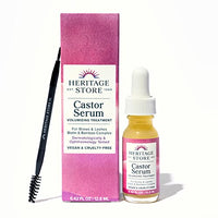 Heritage Store Castor Serum Volumizing Treatment for Fuller, Longer Looking Lashes & Bold Brows, With Organic Castor Oil, Black Castor Oil, Biotin & Our Keratin Supporting Hair Complex, Vegan, 0.42 oz