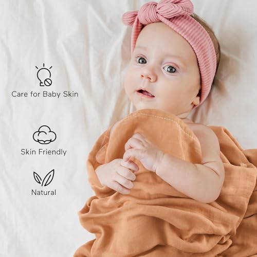 Momcozy Muslin Swaddle Blankets, Baby Swaddle Wrap for Baby Boys and Girls, 4-Pack Breathable and Skin-Friendly Baby Receiving Blankets, Baby Essentials, Registry & Gift, 47 x 47 inches