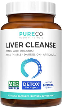 Organic Liver Cleanse Detox & Repair (Vegan, Non-GMO) Milk Thistle Extract (80% Silymarin), Dandelion Root, Artichoke Leaf, Yellow Dock - Liver Health Support Supplement - 60 Capsules (No Pills)