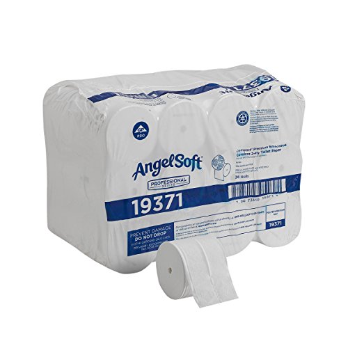 Angel Soft Professional Series Compact Premium Embossed Coreless 2-Ply High-Capacity Toilet Paper by GP PRO; White; 19371; 750 Sheets Per Roll; 36 Rolls Per Case