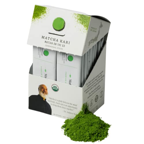 Dr. Weil Matcha Kari – Ceremonial Organic Matcha Green Tea Single Serving Sticks, Matcha Powder Singles Packets - Individual Matcha Tea Packets (24)