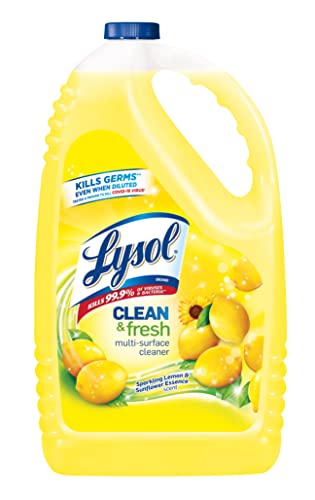 Lysol Multi-Surface Cleaner, Sanitizing and Disinfecting Pour, to Clean and Deodorize, Sparkling Lemon and Sunflower Essence, 144 Fl Oz