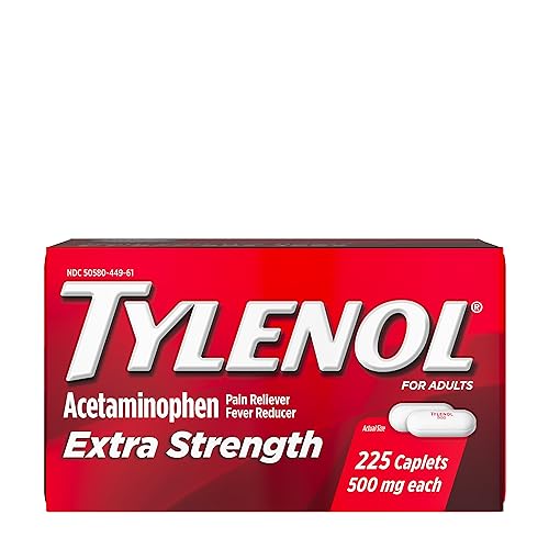 Tylenol Extra Strength Caplets with 500 mg Acetaminophen Pain Reliever Fever Reducer, 225 Count