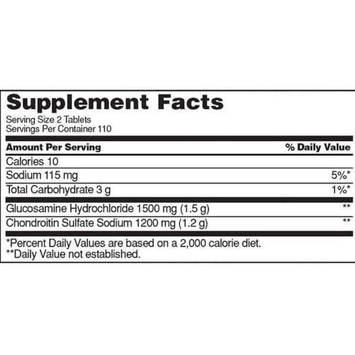 Kirkland Signature Extra Strength Glucosamine 1500mg/Chondroitin 1200mg Sulfate - 220 Count (Pack of 1), Tablet