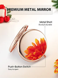 Getinbulk Compact Mirror for Purse, Double-Sided 1X/2X Magnifying Metal Pocket Makeup Mirrors(Round, Rose Gold)