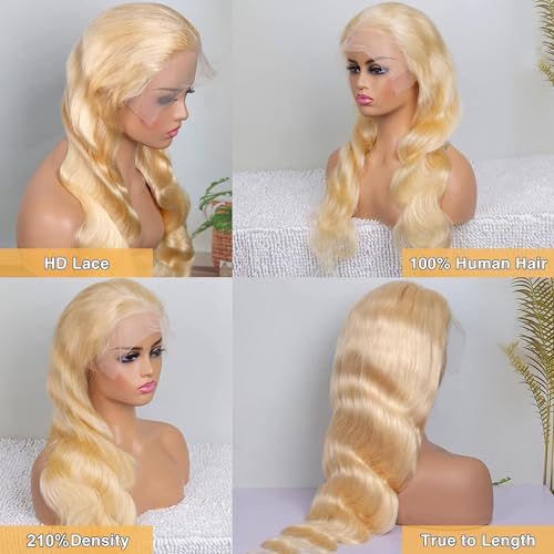 Arabella 613 Lace Front Wig Human Hair 13x4 Blonde Lace Front Wigs Human Hair 210% Density Body Wave 613 Frontal Wig Pre Plucked With Baby Hair (20inch, 613 13X4 body wave wig)