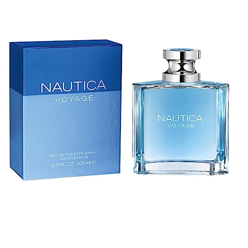 Nautica Voyage Eau De Toilette for Men - Fresh, Romantic, Fruity Scent Woody, Aquatic Notes of Apple, Water Lotus, Cedarwood, and Musk Ideal Day Wear 3.3 Fl Oz