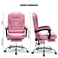 ONPNO Reclining Office Chair with Massage, Ergonomic w/Foot Rest, PU Leather Executive Computer w/Heated, Padded Armrest, High Back Swivel Recliner for Home Study (Pink), 18D x 26W 45H in (898)