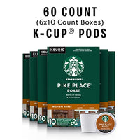Starbucks K-Cup Coffee Pods—Medium Roast Coffee—Pike Place Roast for Keurig Brewers—100% Arabica—6 boxes (60 pods total)