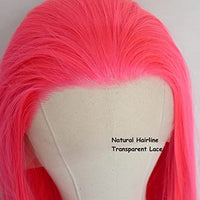 Luwigs Hot Pink Lace Front Wigs Synthetic Silky Straight Hair Replacement Wigs Heat Resistant for Women 22inch Natural Hairline