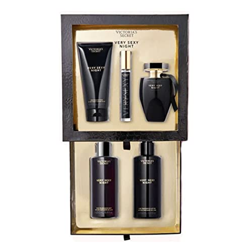 Victorias Secret Very Sexy Night eau de parfum 5 Piece Gift Set 3.4 Ounce Eau de Parfum & Velvet Body Cream & Body Wash & Rollerball & Body Lotion