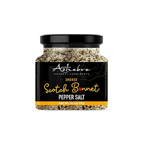 Ashebre Scotch Bonnet Pepper Salt, Gluten-Free, Delicious on Meat, Seafood, Chicken and Vegetables - Made with Jamaican Scotch Bonnet Peppers and Kosher Salt - Perfect Stocking Stuffer for Spice Lovers