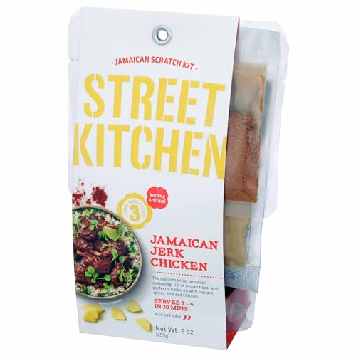 Street Kitchen 9 oz, Jamaican Jerk Scratch Kit, Authentic, Restaurant Quality Flavor, Three Simple Steps, Includes Jamaican Jerk Sauce, Garlic & Ginger Paste, Jamaican Jerk Spice Rub