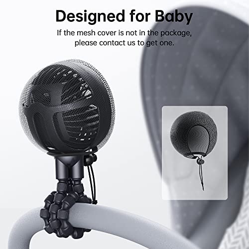 GUSGU Stroller Fan with Flexible Tripod Clip on for Baby (Black).