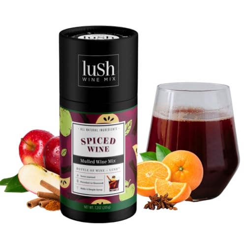 Lush Wine Mix, Holiday Spiced Wine, Makes 8+ Drinks, Organic Cocktail Mixers, Mocktails Non-Alcoholic Drinks, Mulled Apple Cider, Traditional Mulling Spices, Instant, Gluhwein, Sachet Bag - 1 Pack