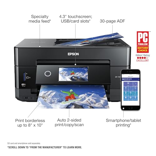 Epson Expression Premium XP-7100 Wireless Color Photo Printer with ADF, Scanner and Copier, Black, Small