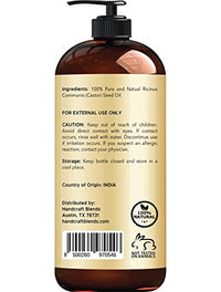 Handcraft Blends Jamaican Black Castor Oil for Hair Growth, Eyelashes and Eyebrows - 100% Pure and Natural Carrier & Body Oil - Use As Aromatherapy Carrier Oil, Moisturizing Massage Oil - 16 fl. oz