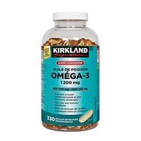 Kirkland Signature Super Concentrate Omega-3 Fish Oil 1200mg, EPA 500/DHA 250mg, 330 Clear enteric softgels