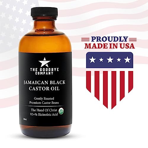 Jamaican Black Castor Oil USDA Certified Organic - (250 mL) Cold Pressed, Unrefined Castor Oil in Glass Bottle; 100% Pure Jamaican Black Castor Oil for Eyebrow, Eyelash, and Hair Growth (8.5 Ounces)