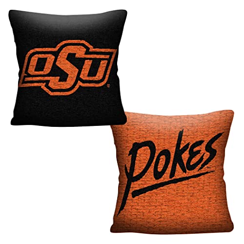 Northwest NCAA Oklahoma State Cowboys Unisex-Adult Double Sided Woven Jacquard Pillow, 20" x 20", Invert