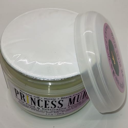 Princess Mudd Scalp Food and Moisturizing Styling Cream with Batana Oil and Jamaican Black Castor Oil for Hair Repair, Growth, Braids and Twists - 8 fl oz