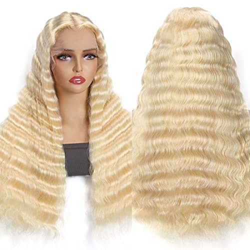 Beauty Forever #613 Blonde Lace Front Wig Loose Deep Wave 13x4 Transparent Lace Front Wig Human Hair Wigs for Women,Brazilian Remy Hair Lace Frontal Wig with Baby Hair 150% Density Pre Plucked 14inch