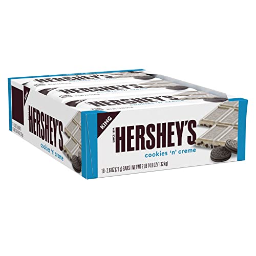 HERSHEY'S COOKIES 'N' CREME King Size Candy, Bulk, Individually Wrapped, 2.6 oz Bars (18 Count)