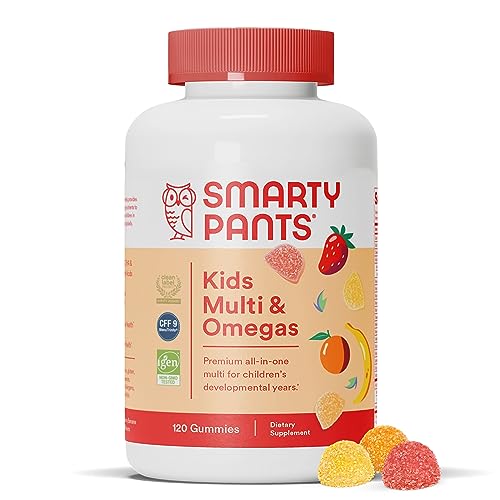 SmartyPants Kids Multivitamin Gummies: Omega 3 Fish Oil (EPA/DHA), Vitamin D3, C, Vitamin B12, B6, Vitamin A, K & Zinc for Immune Support, Gluten Free, Three Fruit Flavors, 90 Count (22 Day Supply)