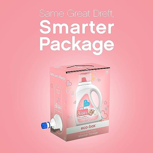 Dreft Stage 1: Baby Laundry Detergent Liquid Soap Eco-Box, Natural For Newborn, Or Infant, Ultra Concentrated He, 96 Loads - Hypoallergenic For Sensitive Skin