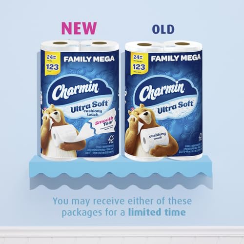 Charmin Ultra Soft Cushiony Touch Toilet Paper, 24 Family Mega Rolls = 123 Regular Rolls (Packaging May Vary)