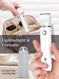 Cayzor Bikini Trimmer and Shaver for Women - 2-in-1 Wet/Dry Electric Body Hair Cordless Waterproof Facial Removal Razor Painless Trimming of Pubic Face Underarm Legs (White)