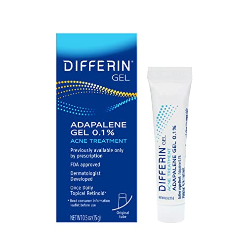 Differin Acne Treatment Gel, 30 Day Supply, Retinoid Treatment for Face with 0.1% Adapalene, Gentle Skin Care for Acne Prone Sensitive Skin, 15g Tube