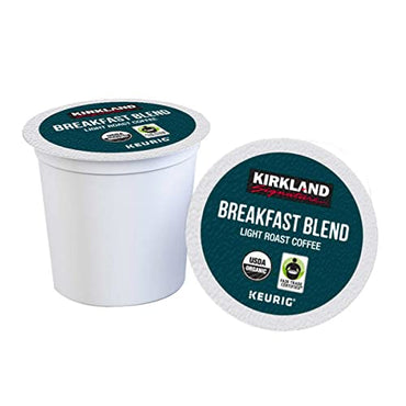 Kirkland Signature Organic Breakfast Blend Light-Roast Coffee, K-Cup Pods, 120 Count