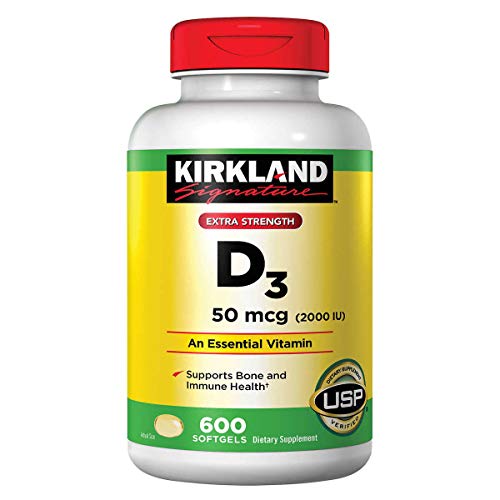 Kirkland Signature Extra Strength D3 50 mcg., 600 Softgels (2 Pack)