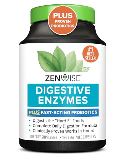 Zenwise Digestive Enzymes - Probiotic Multi Enzyme with Probiotics and Prebiotics for Digestive Health and Bloating Relief for Women and Men, Enzymes for Gut Health - 180 Count