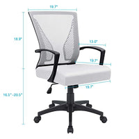 Furmax Office Chair Mid Back Swivel Lumbar Support Desk Chair, Computer Ergonomic Mesh Chair with Armrest (White)